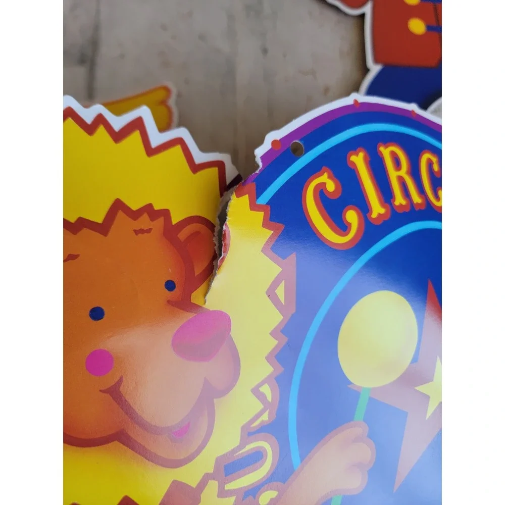 Vintage Bristle circus paper large hanging seal monkey lion elephant set